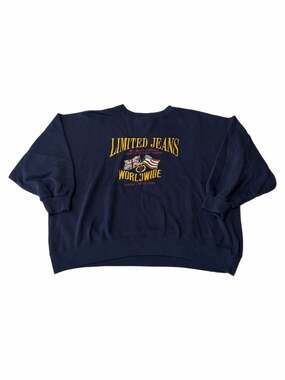 Vintage 90s Limited Jeans Worldwide Embroidered Flags Crewneck Sweatshirt
